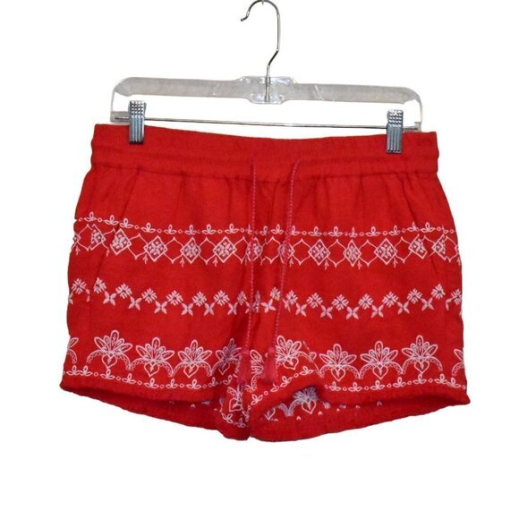 Loft Boho Linen Pull On Tassel Tie Fringe Embroidered Shorts Size XS - Picture 1 of 14
